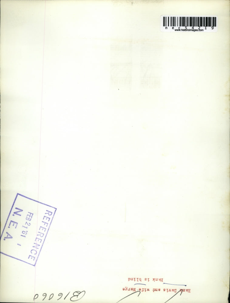 1961 Press Photo Hank Davis a blind man playing bowling with his wife.