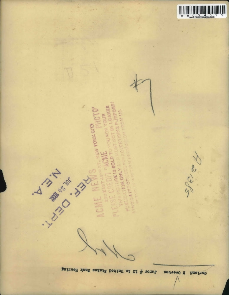 1932 Press Photo Garland B. Overton, Juror #12 in United States Bank Hearing