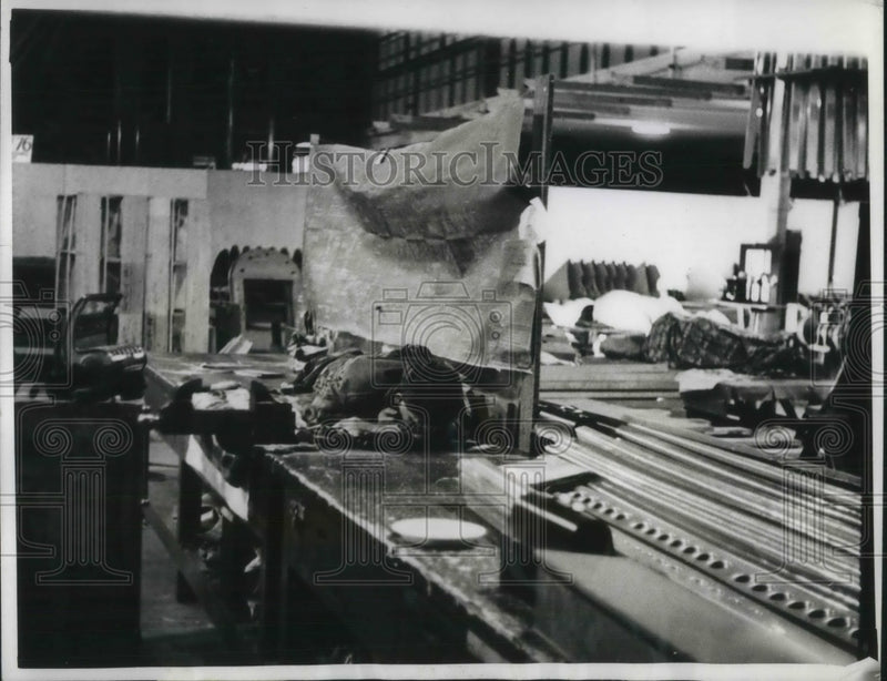 Load image into Gallery viewer, 1937 Press Photo Striker Asleep at Workbench at Douglas Aircraft
