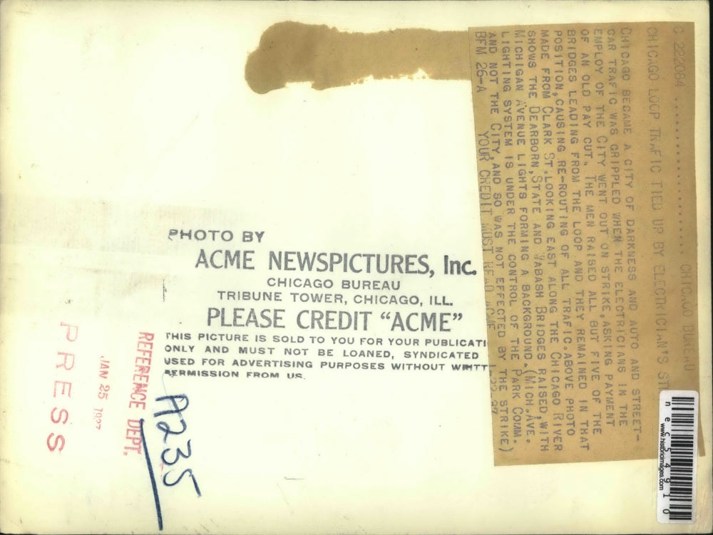 1937 Press Photo Chicago Loop Traffic Tied Up by Electrician's Strike