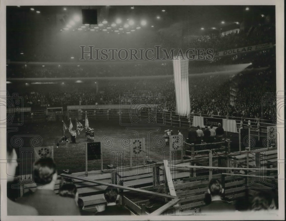 1936 Press Photo Color Raising Ceremony at World's Championship Rodeo in Chicago