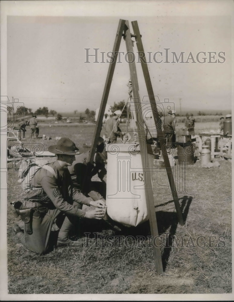 1939 Press Photo Plattsburg, NY 101st Engineers on Army manuevers- Historic Images