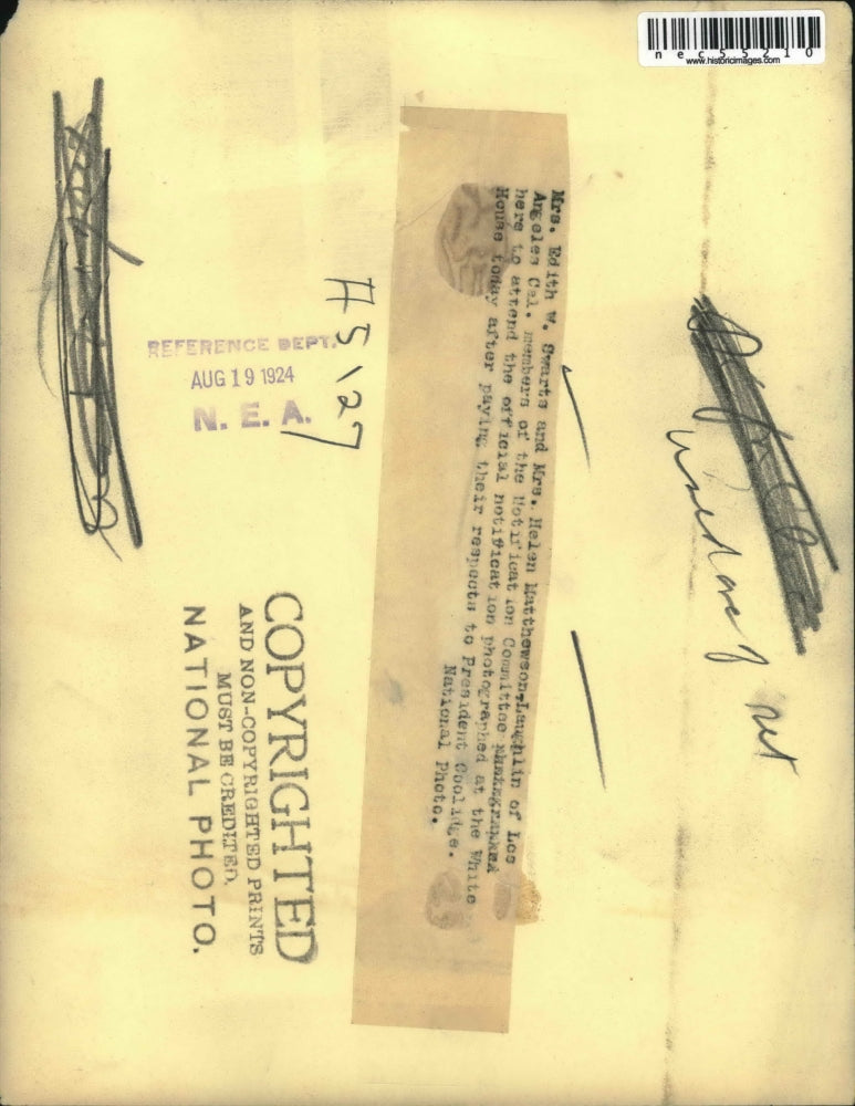 1924 Press Photo Mrs Edith Swartz & Mrs Helen Matthewson at the White House