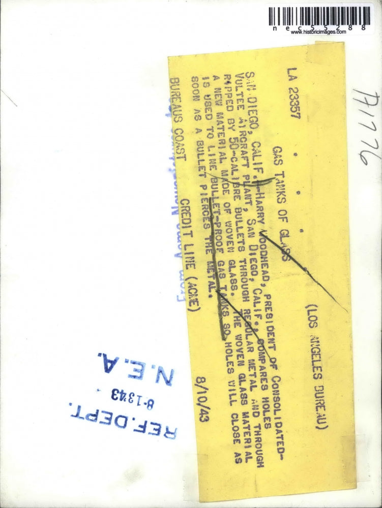 1943 Press Photo President of Consolidated-Vultee Aircraft Plant Harry Woodhead