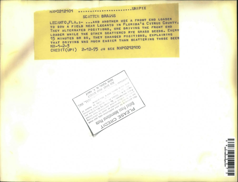 1975 Press Photo A front end loader used to sow a field near Lecanto in Florida