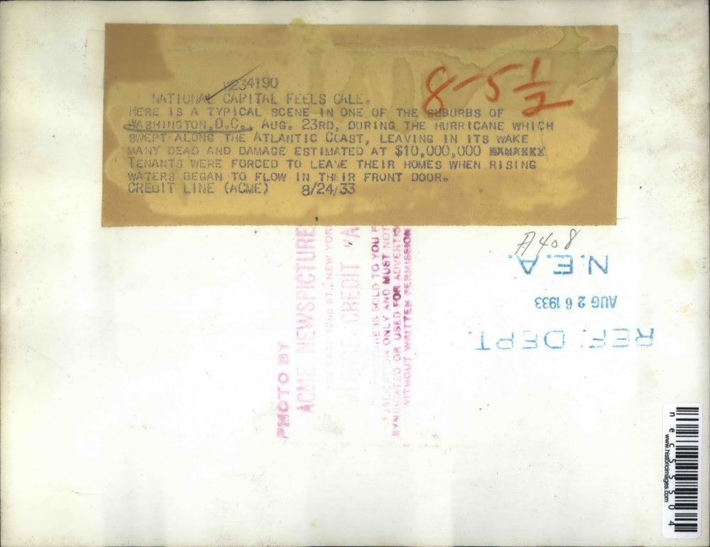 1933 Press Photo Typical scene in Wash.D.C, suburbs during bad hurricane