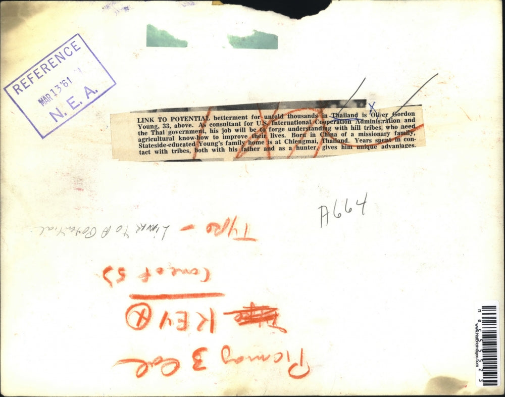 1961 Press Photo Gordon Young, US Coop Admin in Thailand