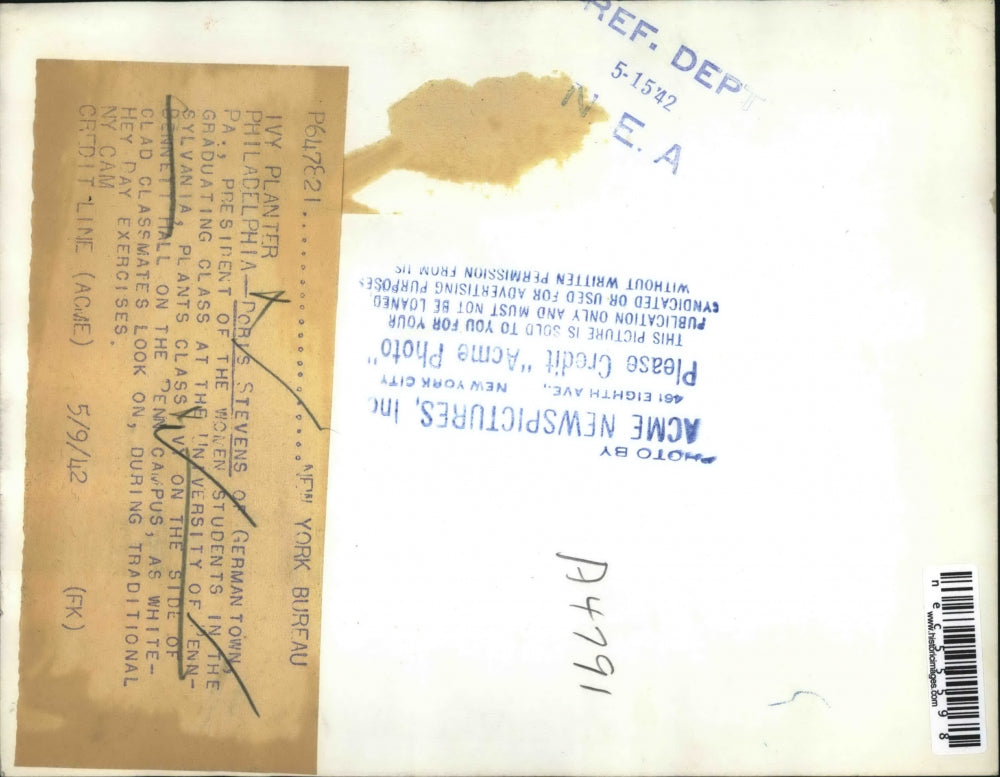 1942 Press Photo Doris Stevens, University of Pennsylvania, Hey Day Exercises