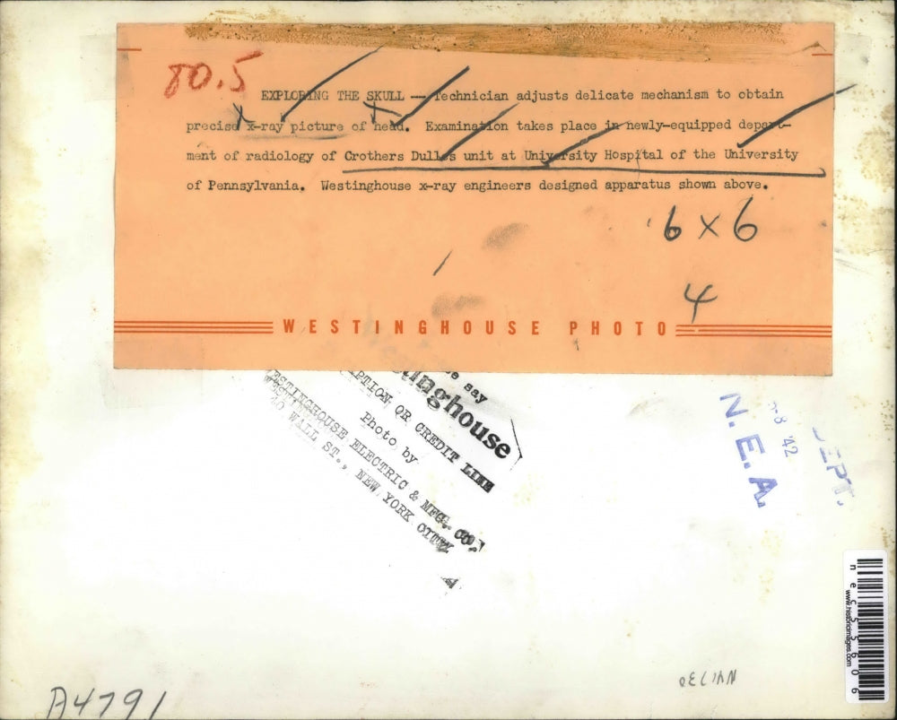 1942 Press Photo X-raying the skull at the University of Pennsylvania Crothers