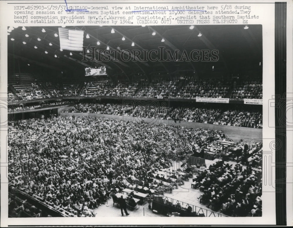 1957 Press Photo Chicago, Intl Ampitheater for S Baptist conference- Historic Images