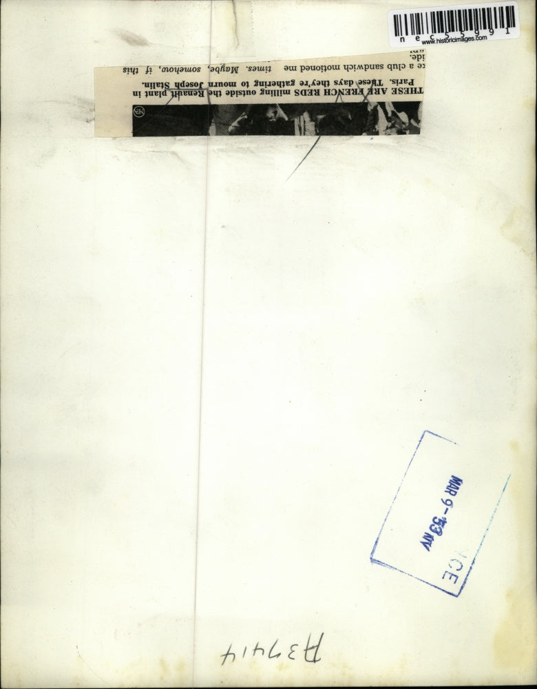 1953 Press Photo French Reds Outside Renault Plant Paris