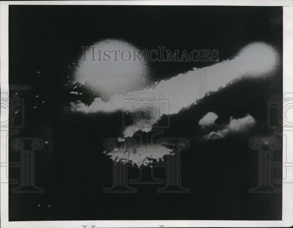 1944 Press Photo Fireworks Along the Rocket Coast of France