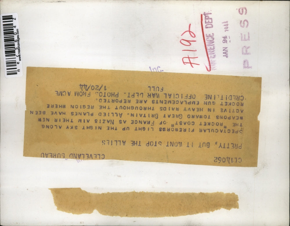 1944 Press Photo Fireworks Along the Rocket Coast of France