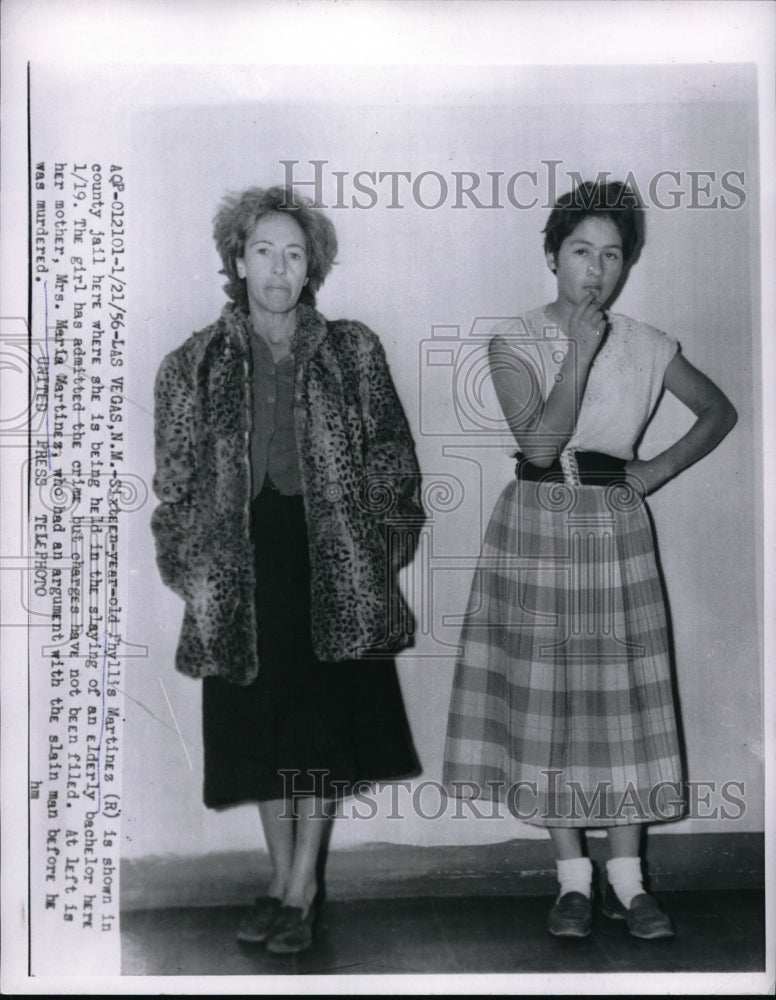 1956 Press Photo Las Vegas Nevada Phyllis Martinez County Jail Elderly Slaying