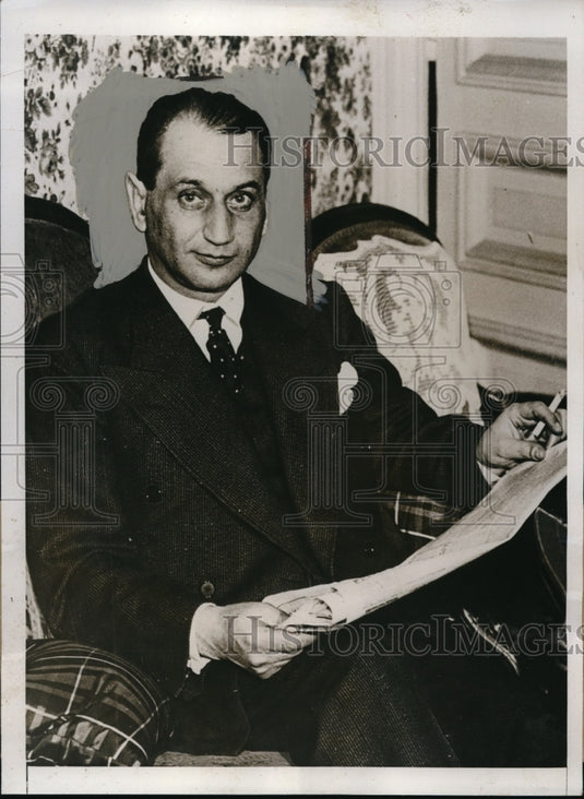 1935 Press Photo Leopold Schwartzchild WWII German News Editor Refugee In Paris- Historic Images