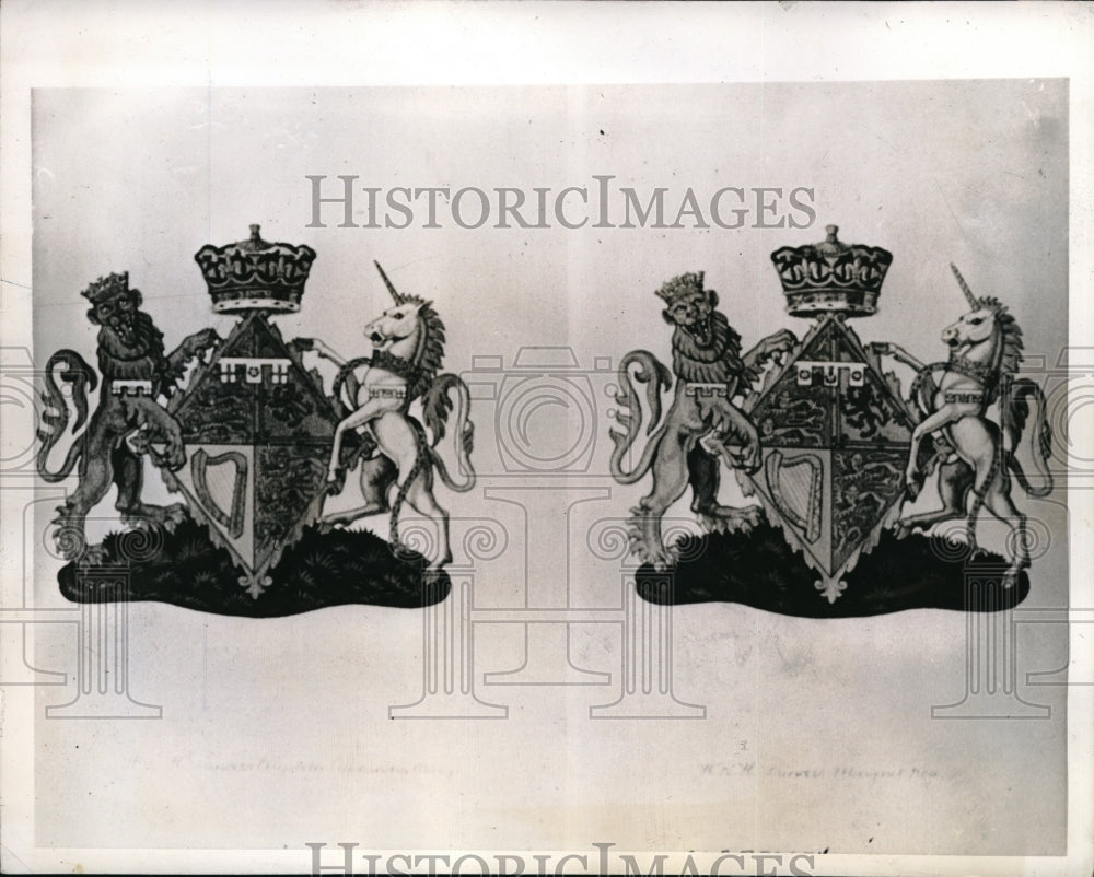 1944 Press Photo Coats of Arms for Princess Elizabeth and Princess Margaret- Historic Images