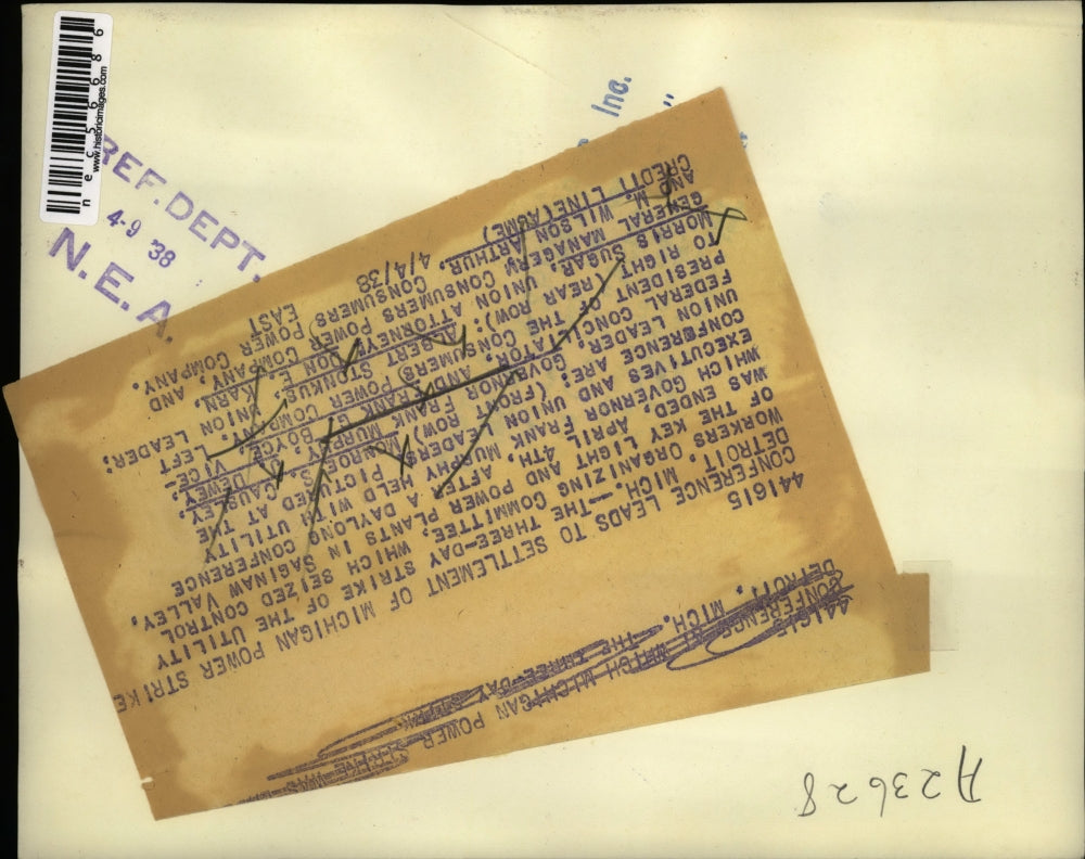 1938 Press Photo Detroit Michigan Strike Utility Worker's Organization