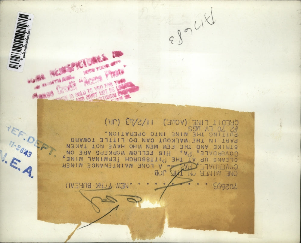 1943 Press Photo Coal Mine Strike