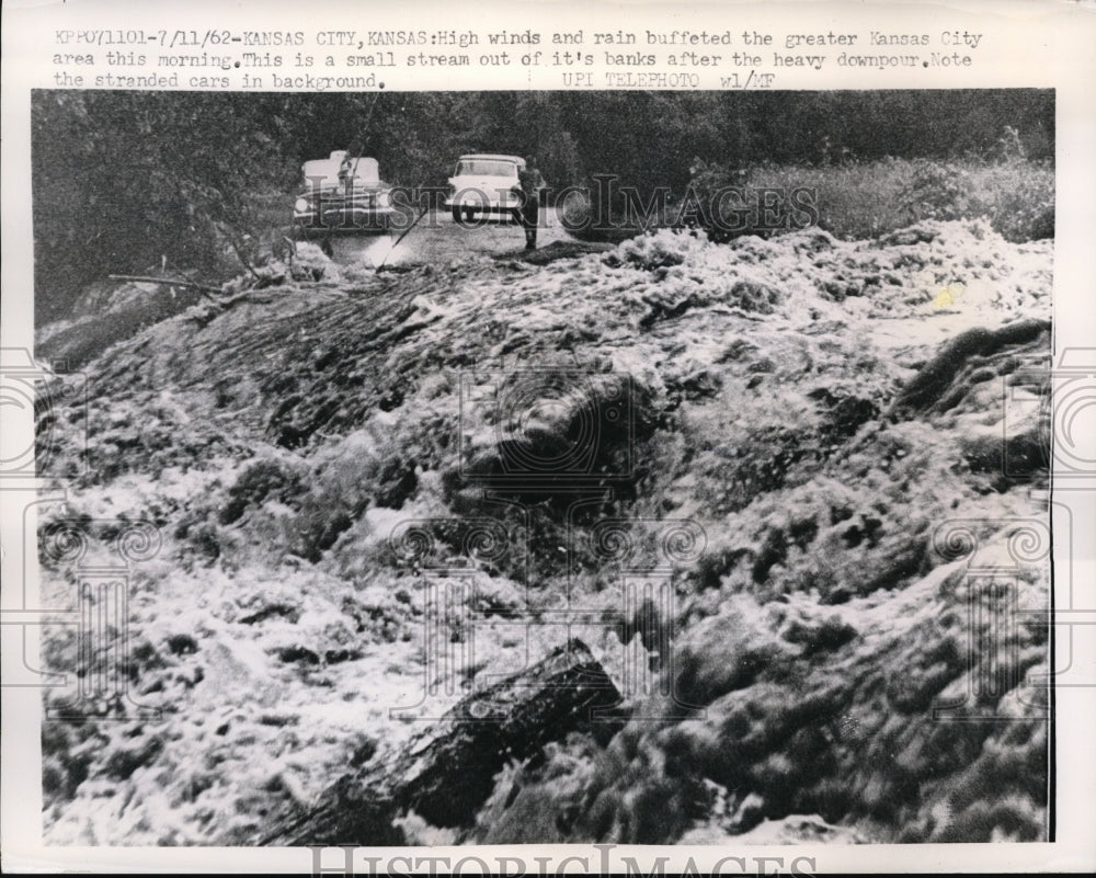 1962 Press Photo High winds & rain buffeted the greater Kansas City area