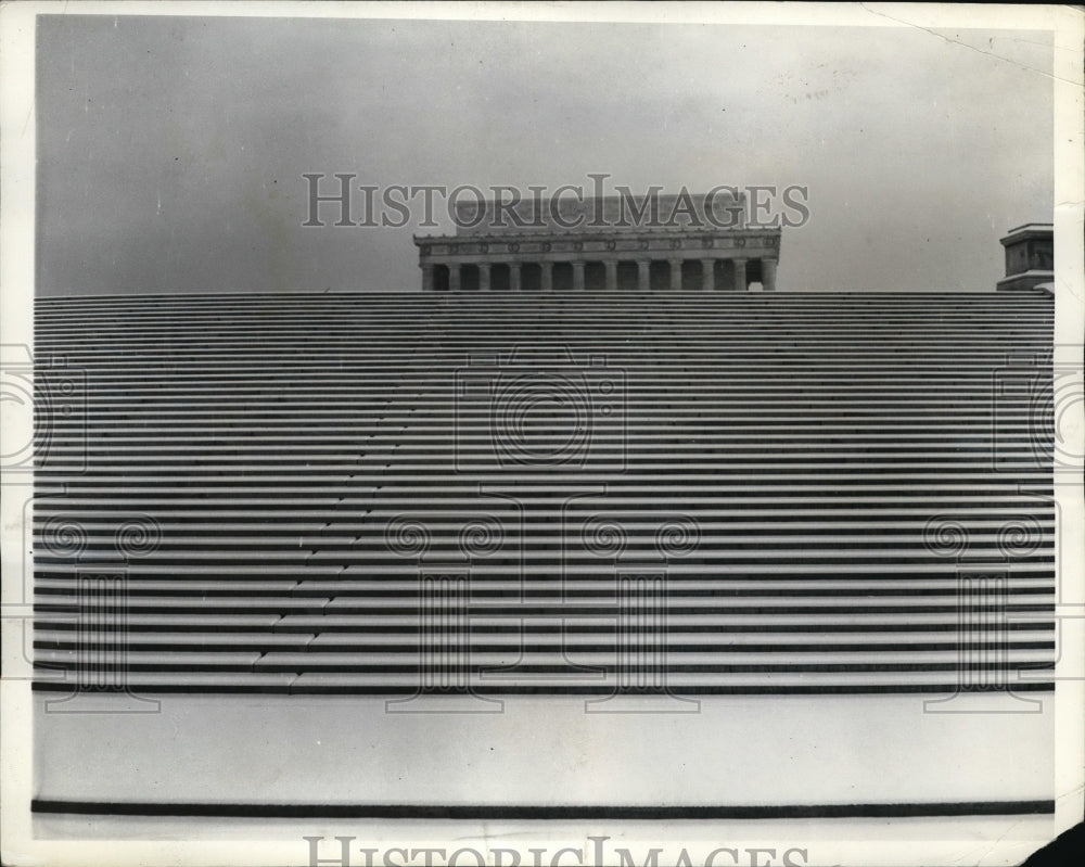 1935 Press Photo Snow covered steps to the Lincoln Memorial after a snow-storm