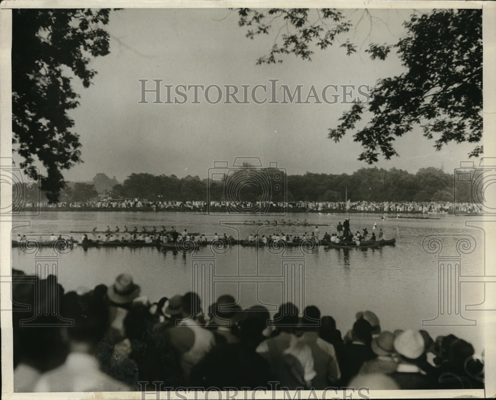 1930 Press Photo Lake Carnegie US Naval Academy Rowing Race