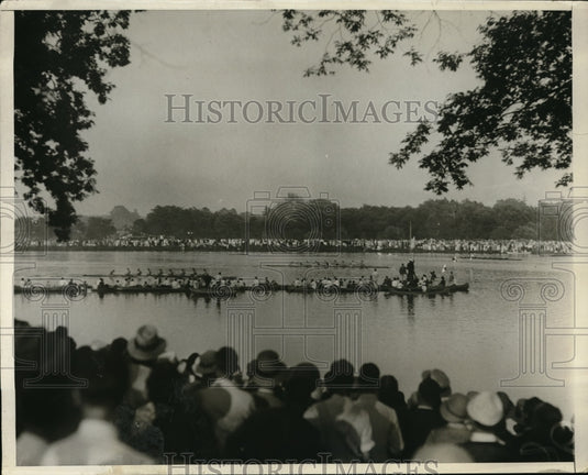 1930 Press Photo Lake Carnegie US Naval Academy Rowing Race