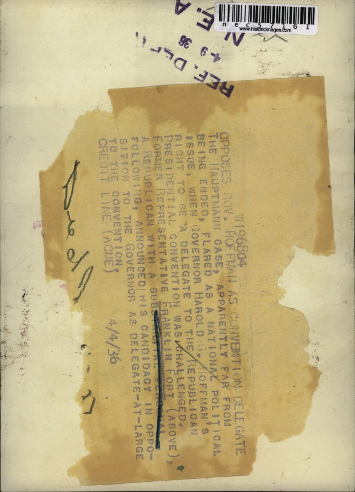 1936 Press Photo Representative Franklin Fort, a Republican