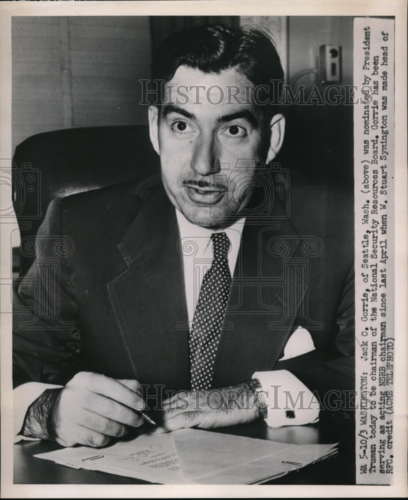 1951 Press Photo Jack Gorrie was nominated by Pres. Truman to be NSRB chairman