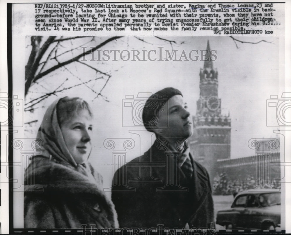 1960 Press Photo Lithuanian Brother &amp; Sister Regina &amp; Thomas Leonas- Historic Images