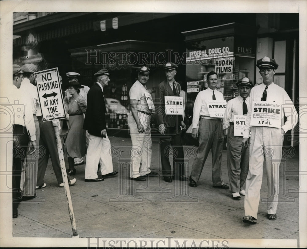 1939 Press Photo Union Bus Drivers and Lecturers on Strike in Washington D.C.