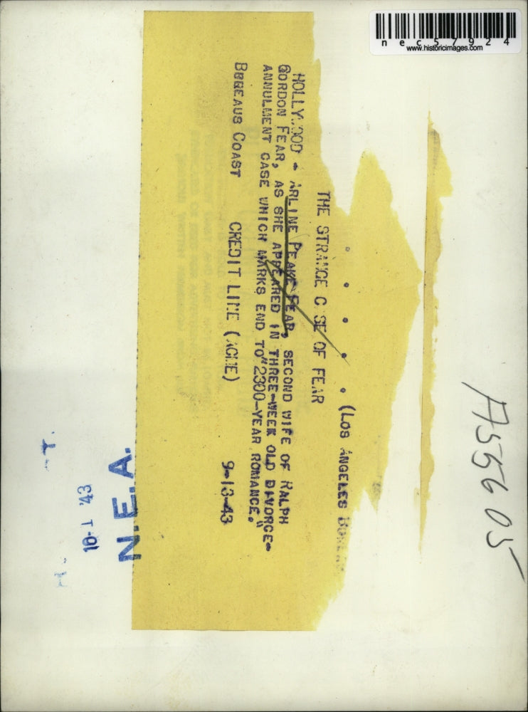 1943 Press Photo Arline Peake Fear in 3-Week Old Divorce Annulment Case