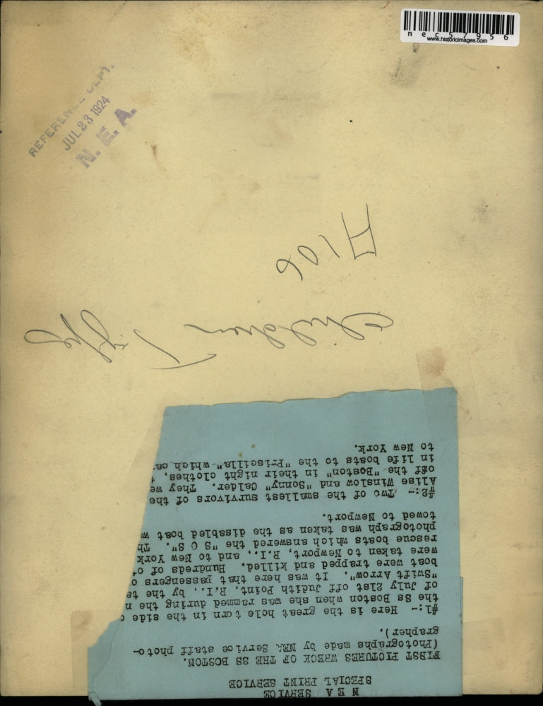 1924 Press Photo Alise Winslow and Sonny Calder were the smallest saved from the