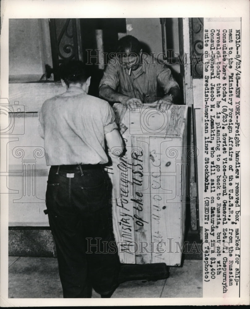 1948 Press Photo Shipment to the Ministry Foreign Affairs of the U.S.S.R.