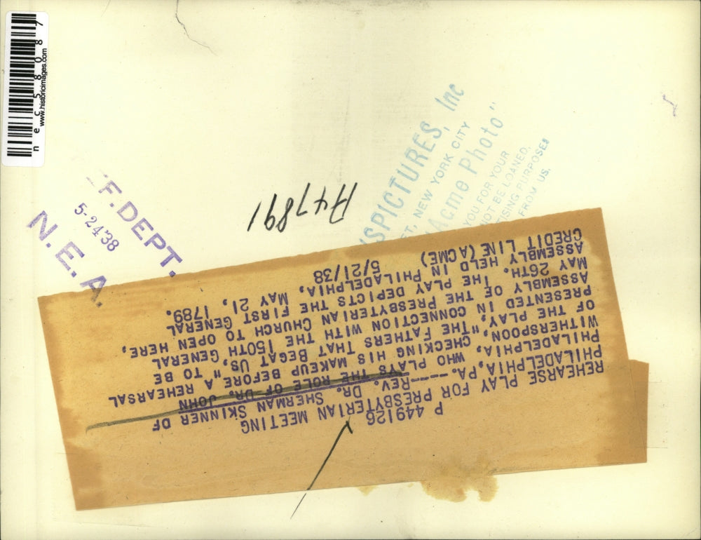 1938 Press Photo Rev. Dr. Sherman Skinner Rehearses For Presbyterian Play Philly