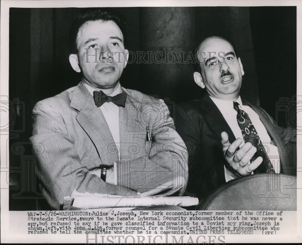1956 Press Photo Julius Joseph New York Economist Soviet Spy At Senate Committee