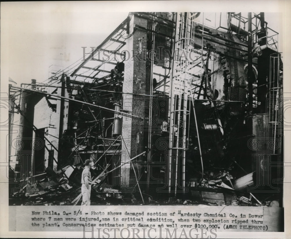1949 Press Photo Section Of Hardesty Chemical Co Plant Damaged By Fire