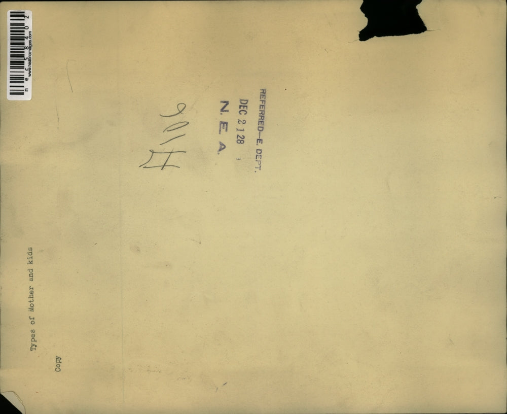 1928 Press Photo Types Of Mothers and Kids