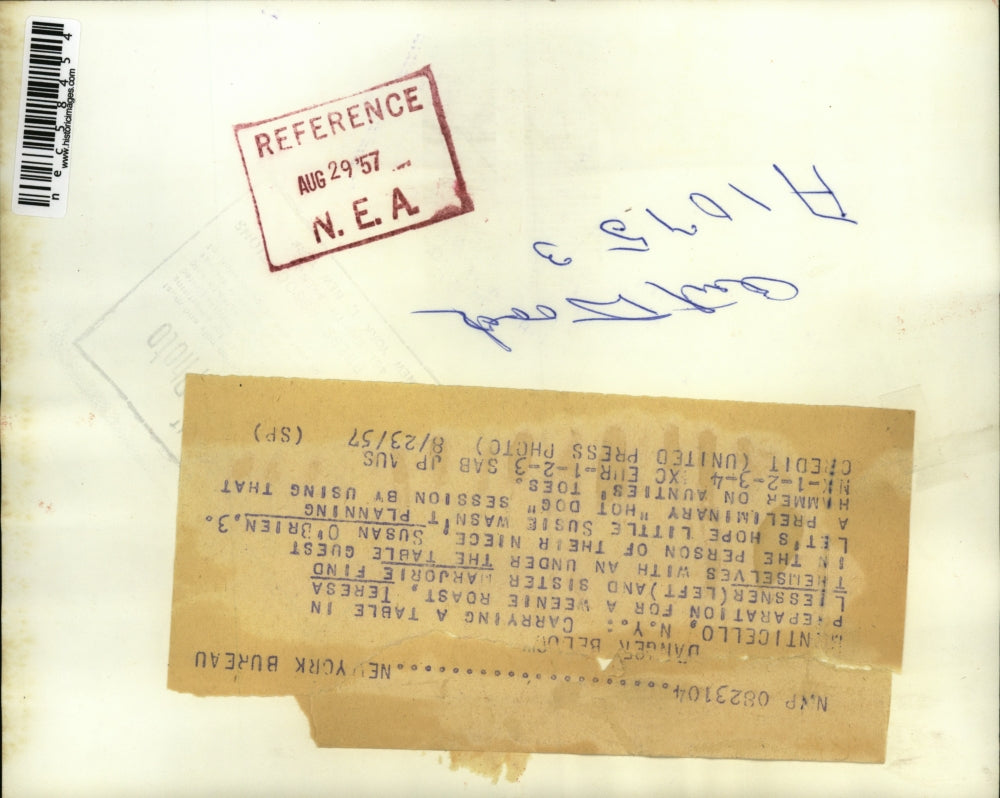 1957 Press Photo Carrying Table in preparation for Weenie Roast Outdoor Picnic.