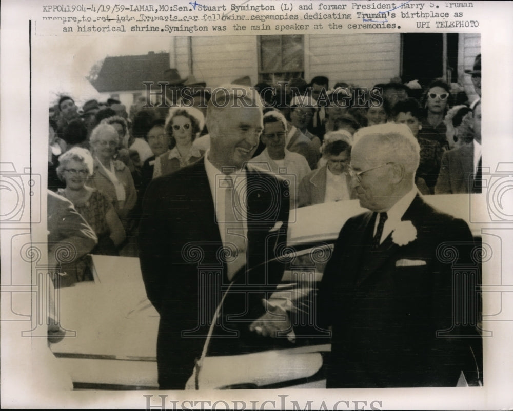 1959 Press Photo Sen Stuart Symington & Former Pres Harry Truman - nec58494