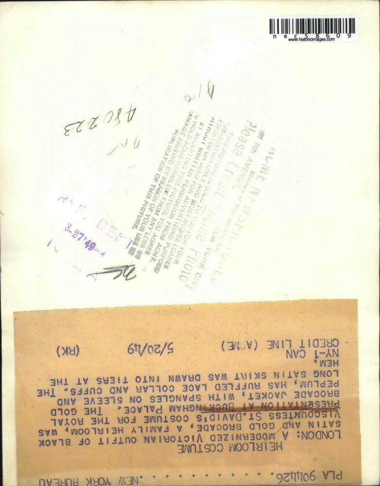 1949 Press Photo Viscountess St David Wears Victorian Outfit Of Black Satin