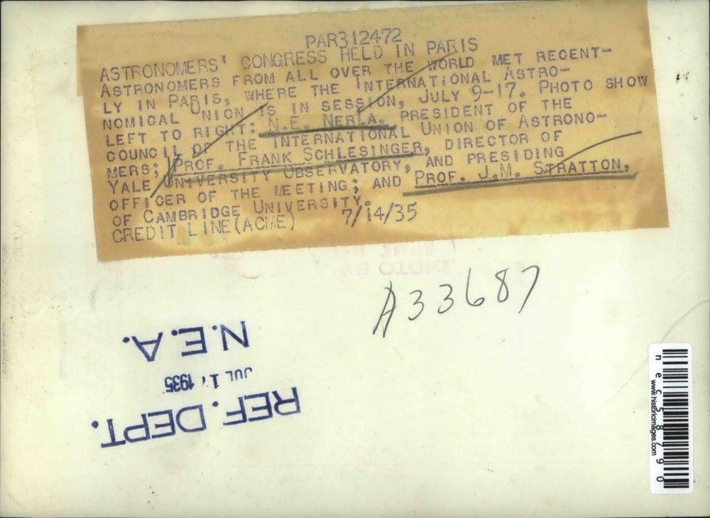 1935 Press Photo NE Nerla, Pres of the Council of Int'l Union of Astronomers