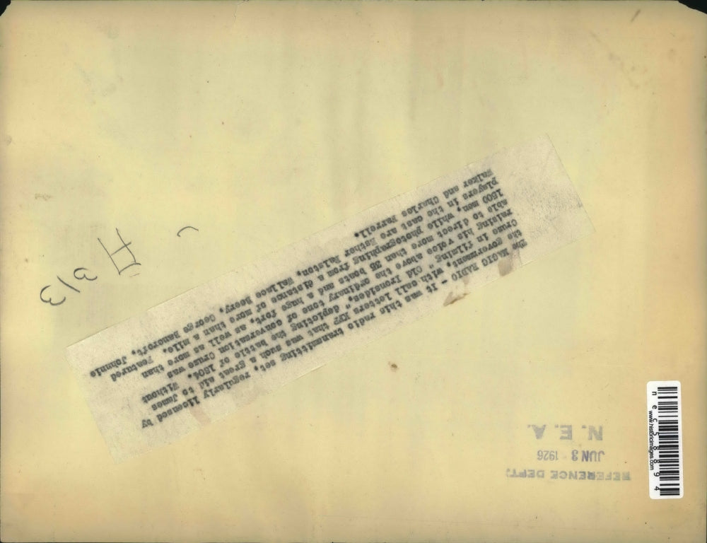 1926 Press Photo Radio transmitting set that aided James Cruse in filming