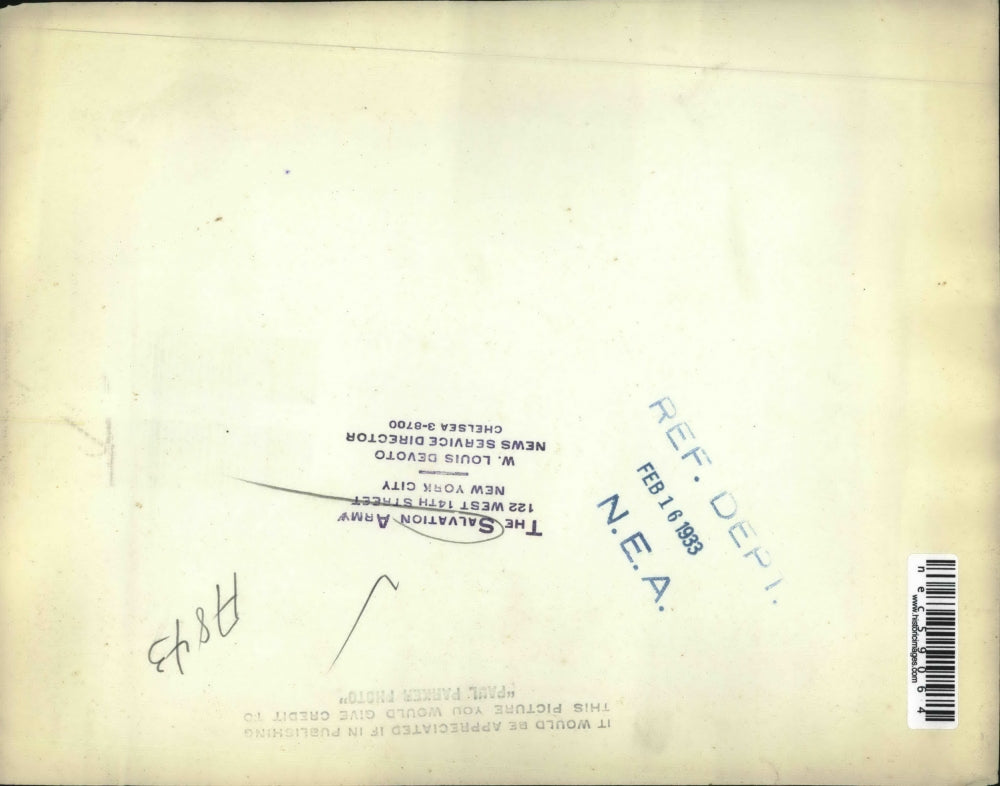 1933 Press Photo Children at the Salvation Army 122 West 14th St. New York City