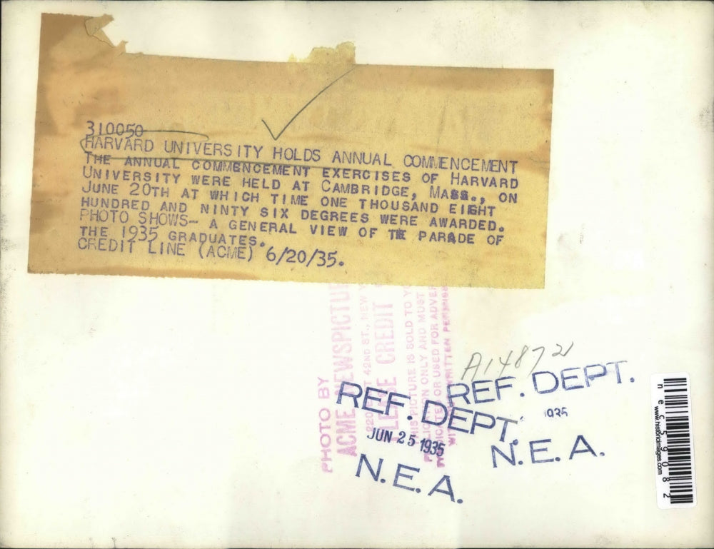 1935 Press Photo Harvard University Commencement Exercises, Cambridge, Mass.