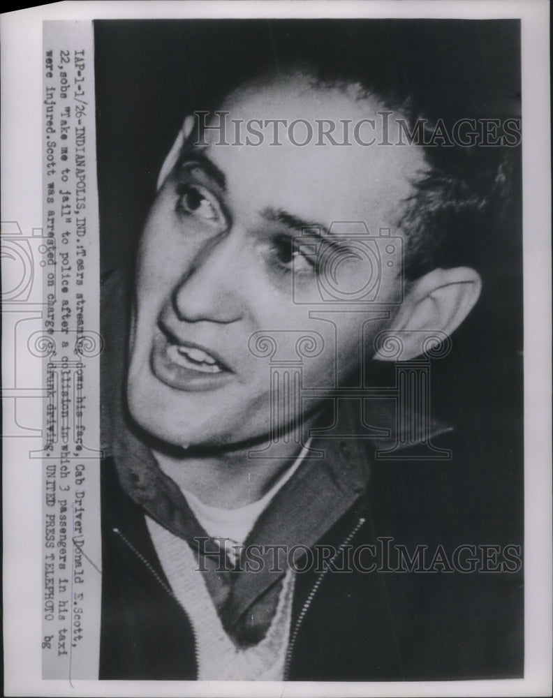 1954 Press Photo Cab Driver Donald E. Scott arrested on charge of drunk driving