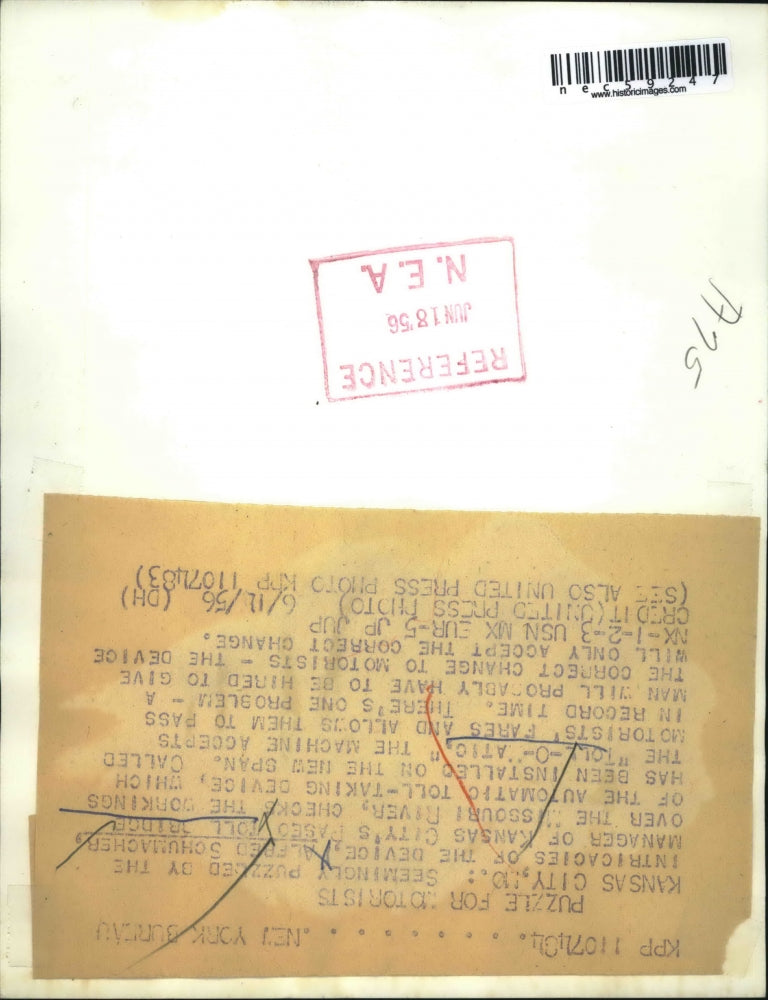 1956 Press Photo Alfred Schumacher checked Automatic Toll-talking "Toll-O-Atic".