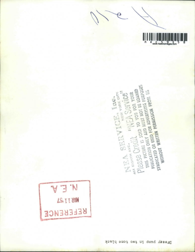 1957 Press Photo dressy pump in two tone black