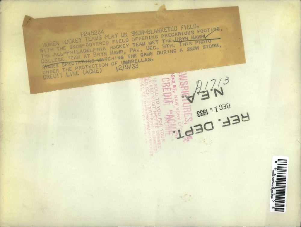 1933 Press Photo All Phila, PA girls hockey at Brwn Mawr College