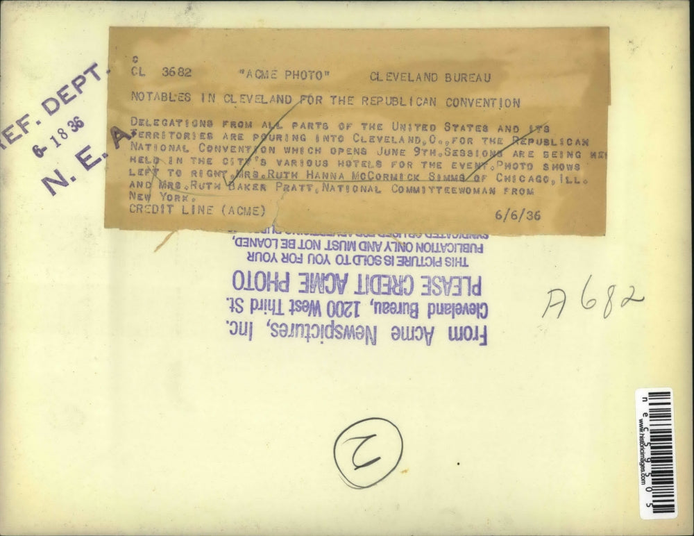 1936 Press Photo RNC Delegates Ruth Hanna McCormick Simms - nec59505