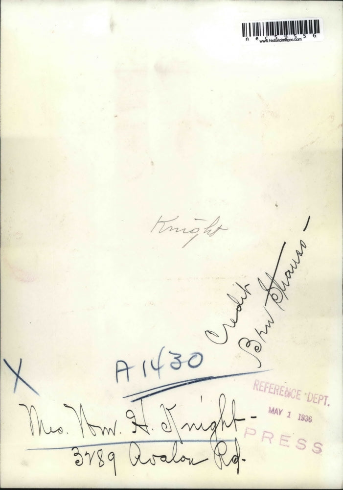 1936 Press Photo Mrs William H Knight of Cleveland, Ohio